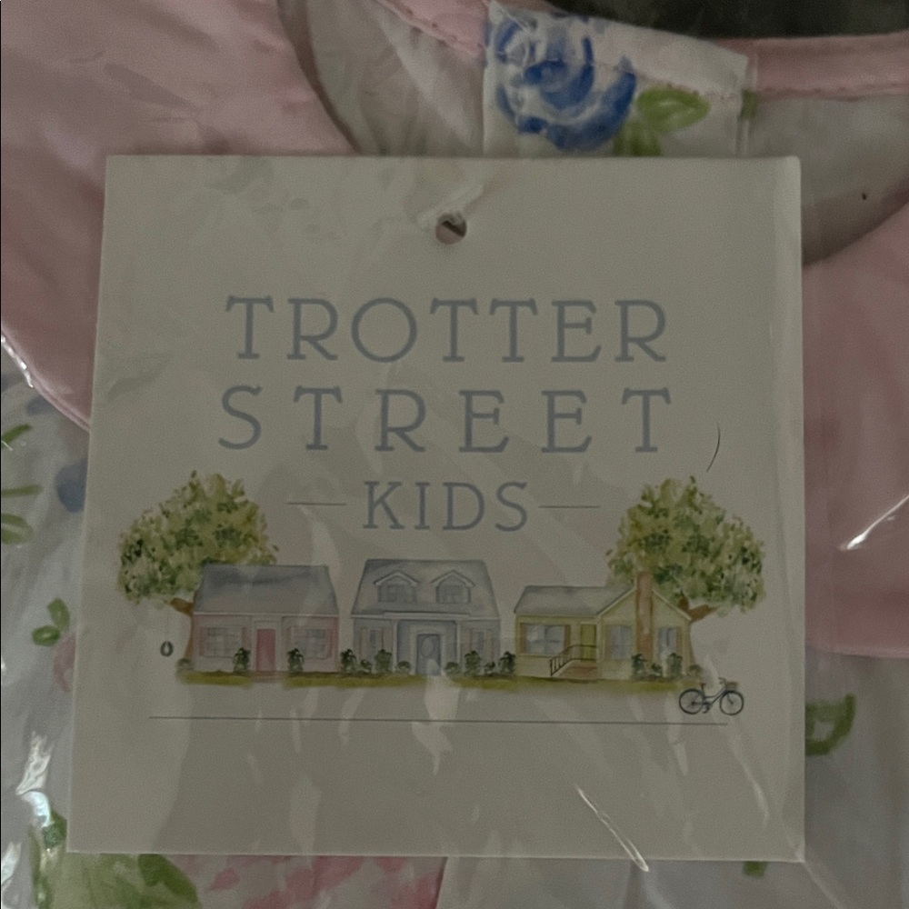 Trotters Pink and Green 2pc Floral Kids Casual Dress - Picture 2 of 7